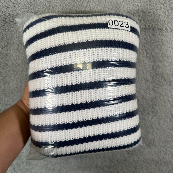 J. Crew Striped Button Mockneck Cotton Pullover Sweater White Blue XXL - Picture 10 of 10